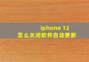 iphone 12怎么关闭软件自动更新